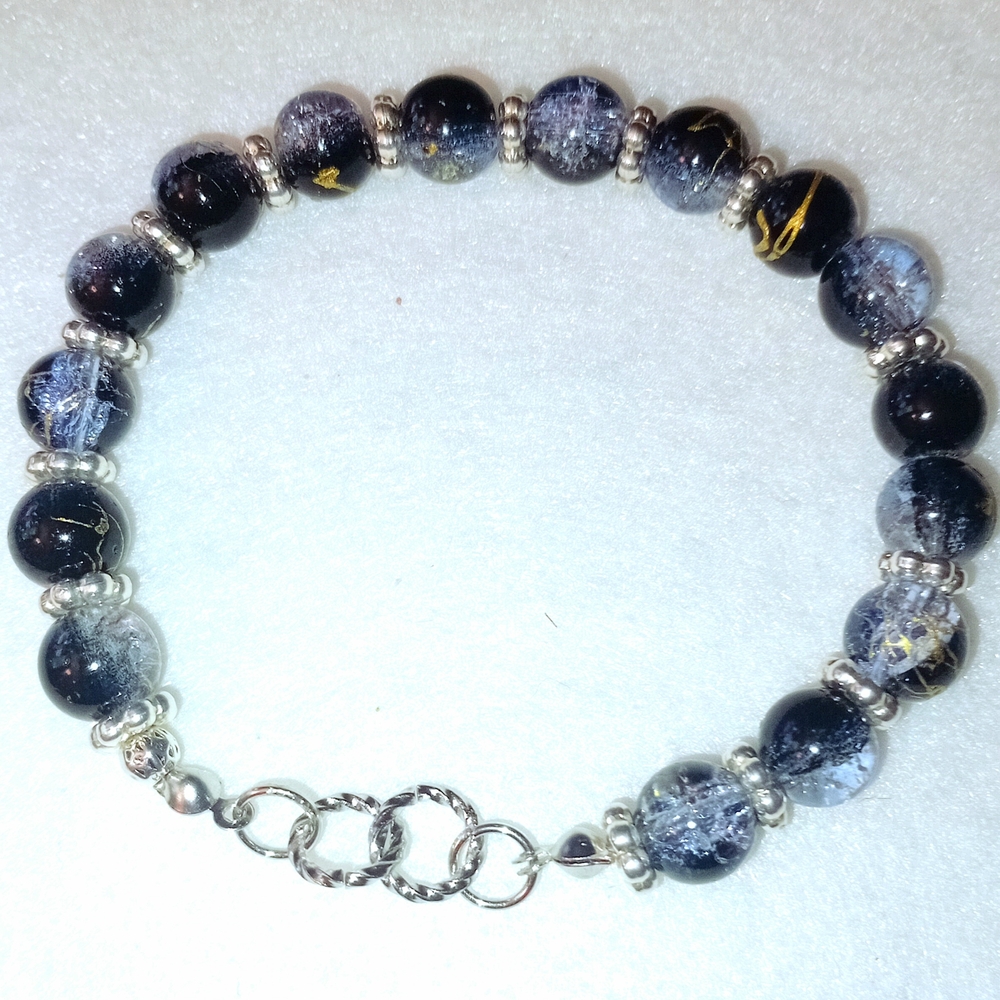 Elegant Black and Silver Beaded Bracelet